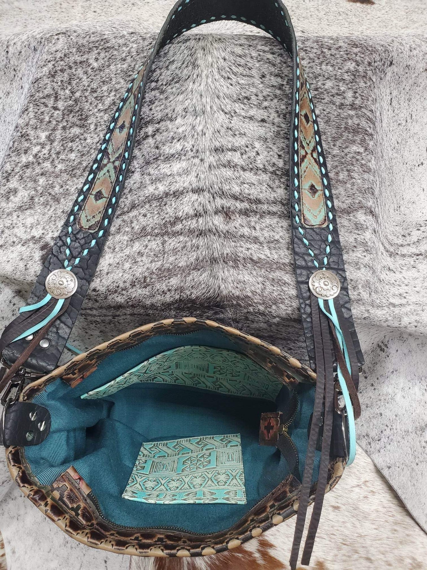 embossed cowhide purse