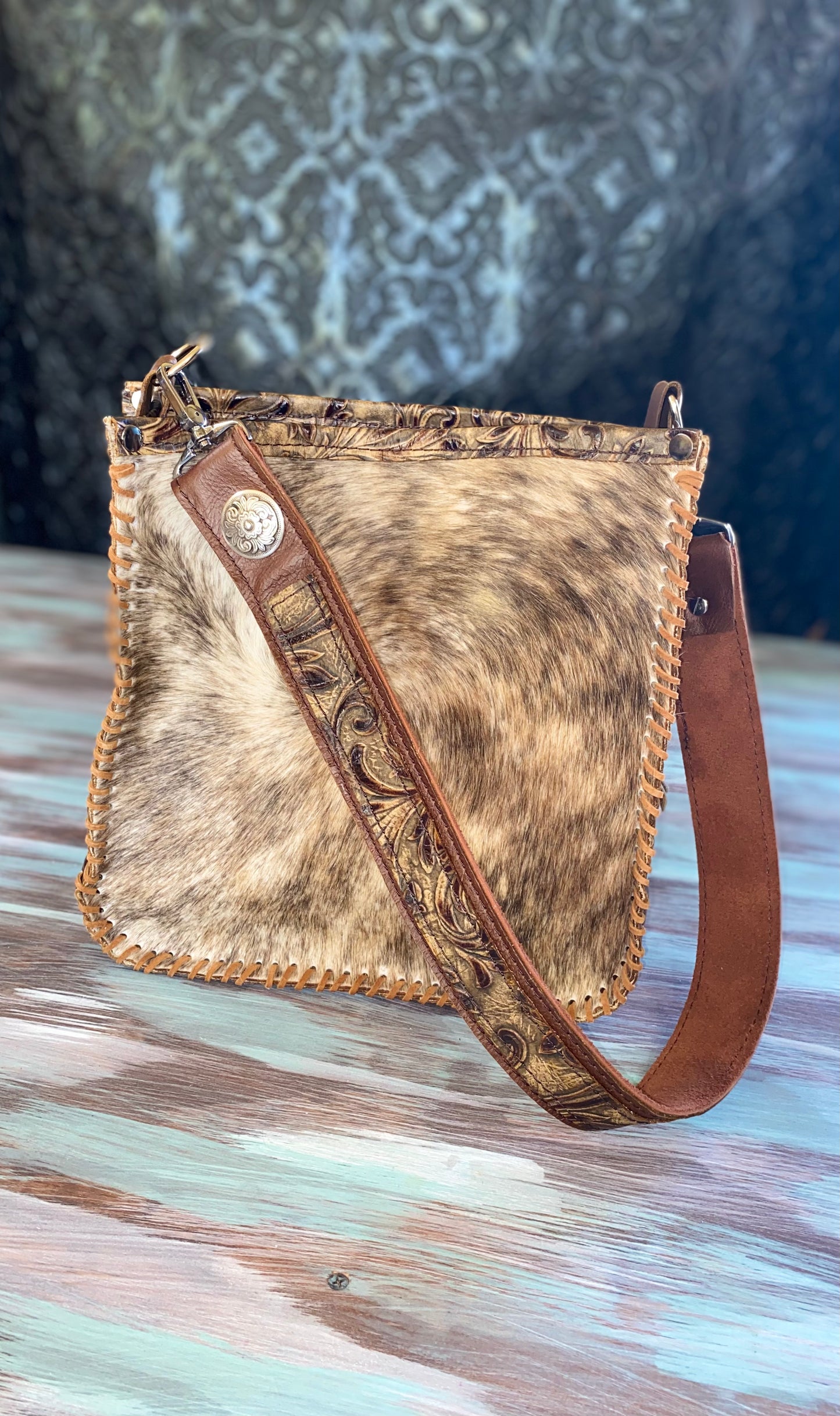 Brindle Cowhide Box Purse